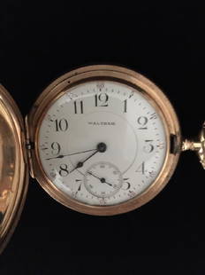 14KY 1907 Waltham 16s 21j Crescent St. RR Grade: Beautiful and rare 14 karat yellow gold 1907 Waltham 16s 21j Crescent St. Pocket Watch. RR Grade Engraved Hunter Case.