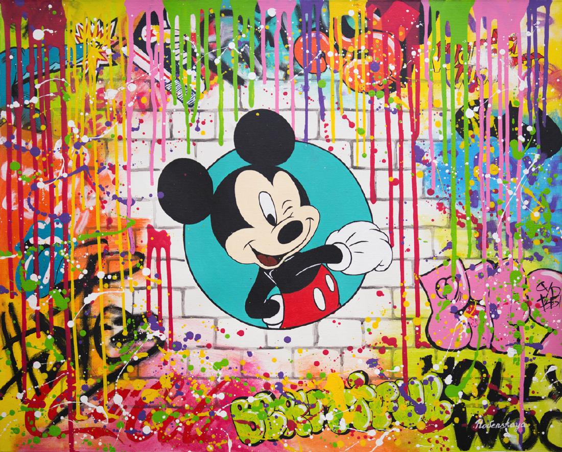 Nastya Rovenskaya Original Oil on Canvas Mickey Mouse (1 of 1)