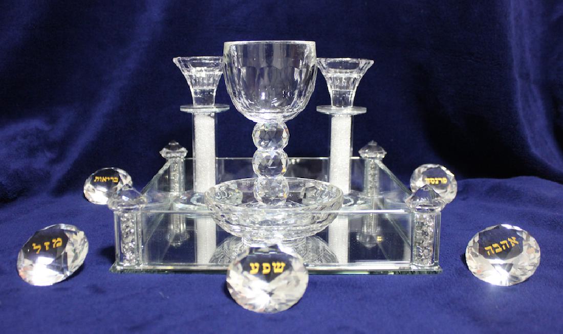 Beautiful Glass and Crystals Judaica Shabbat Set Made (1 of 7)