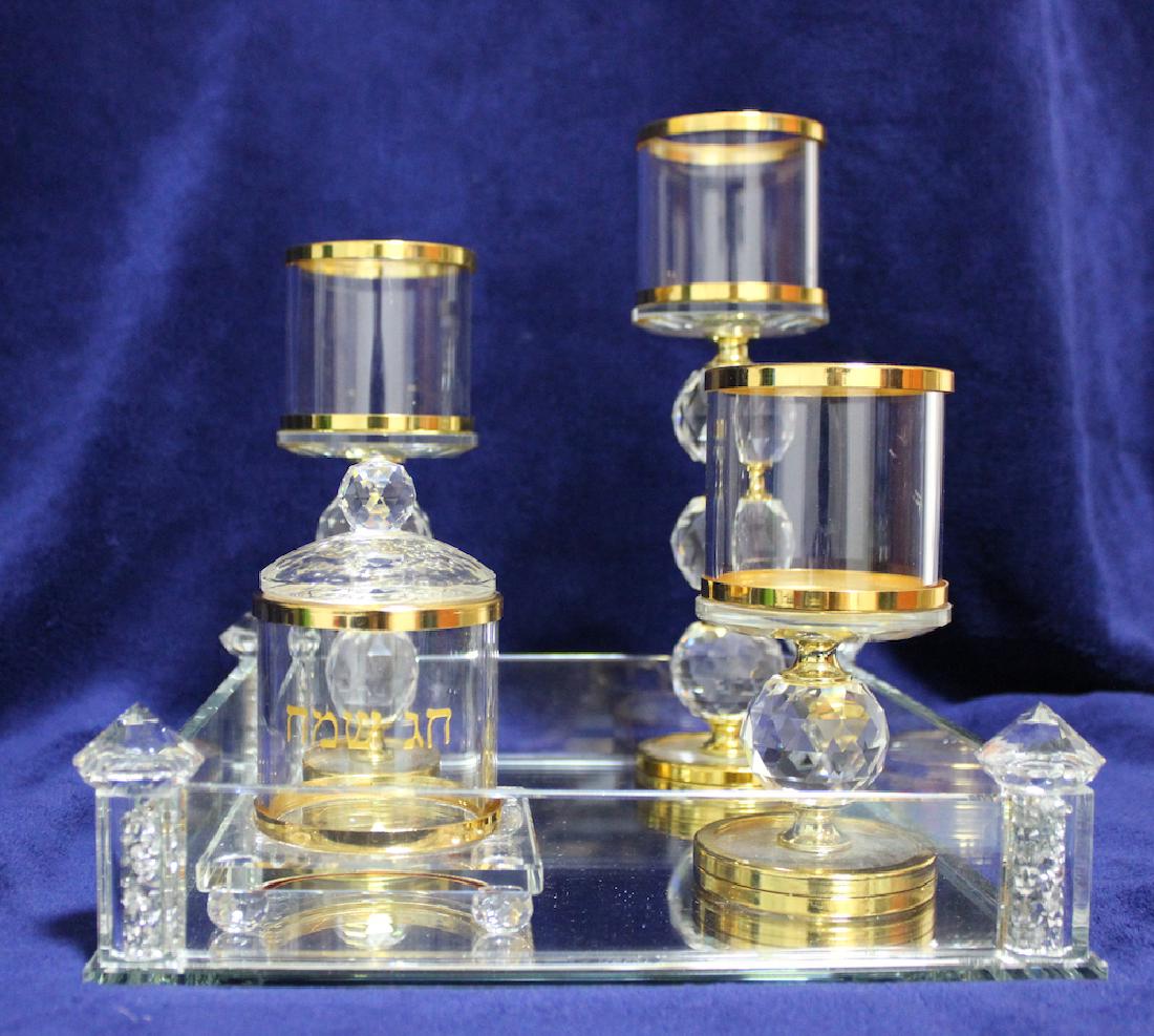 Beautiful Glass  Judaica Holiday Set Made by Jewish (1 of 4)