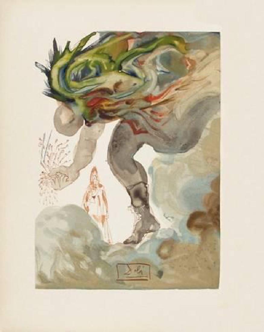 Salvador Dali "Enfer 31: Les Geants" Woodcut Print: Enfer 31: Les Geants From the set titled Divine Comedie. Original intaglio print. Limited Edition. Image Size: 10x13". One of the 100 plates for the Divine Comedie. Catalogue raisonne Michler & Lopsin