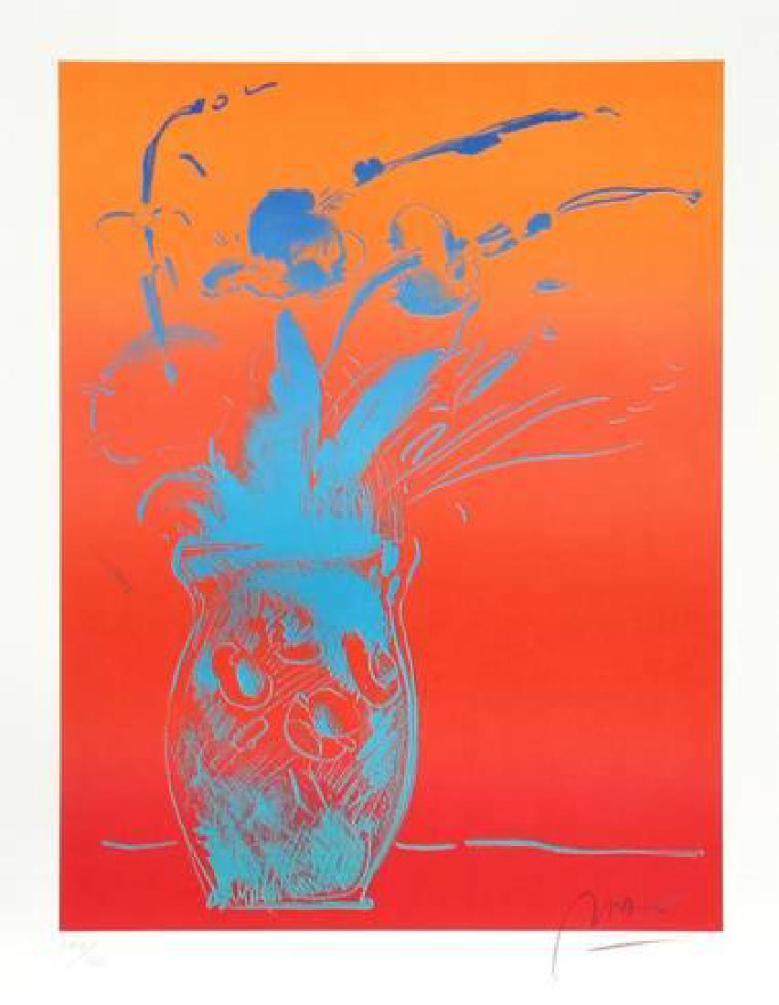 Peter Max "Blue Vase" Signed and Numbered Lithograph: Artist: Peter Max. Medium: Lithograph. Edition of 165. Signed and numbered by the artist. Published in 1979. This print is a rare and collectable work of art. Comes with a certificate of authenticity.
