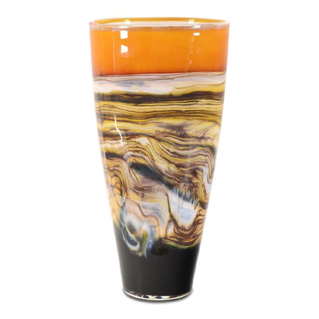 "Large Tangerine Strata Cone" Hand Blown Glass (1 of 3)
