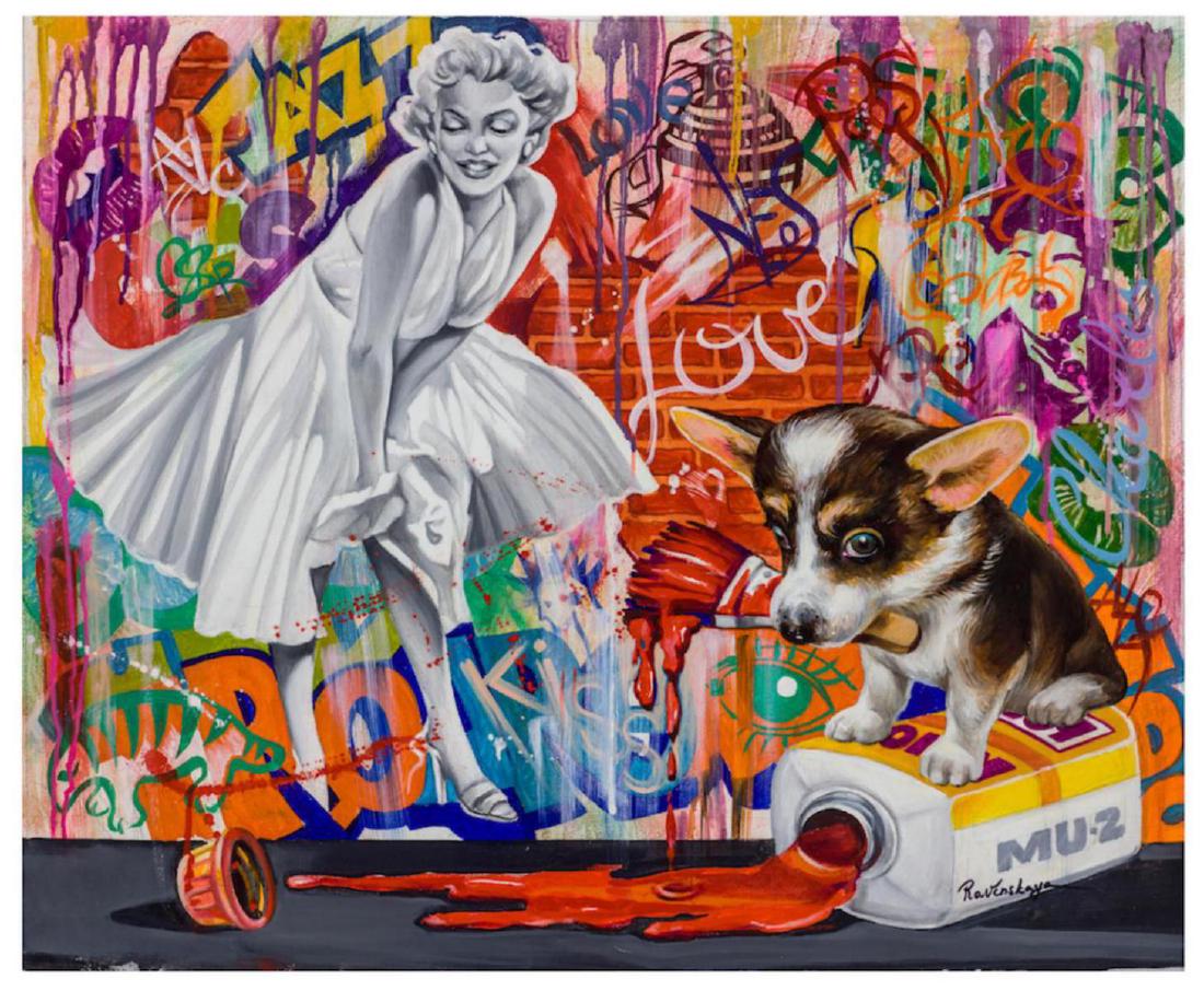 Nastya Rovenskaya Mixed Media on Canvas Marilyn Monroe- (1 of 1)