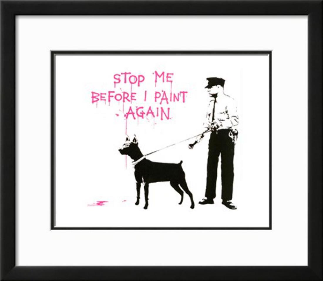 Banksy "Stop me before I paint again" Custom Framed (1 of 1)