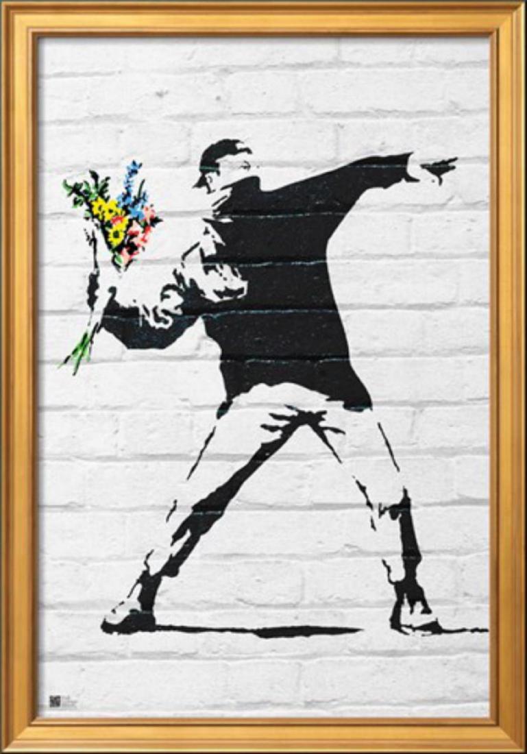 Banksy "Flower Bomber" Cusom Framed (1 of 1)