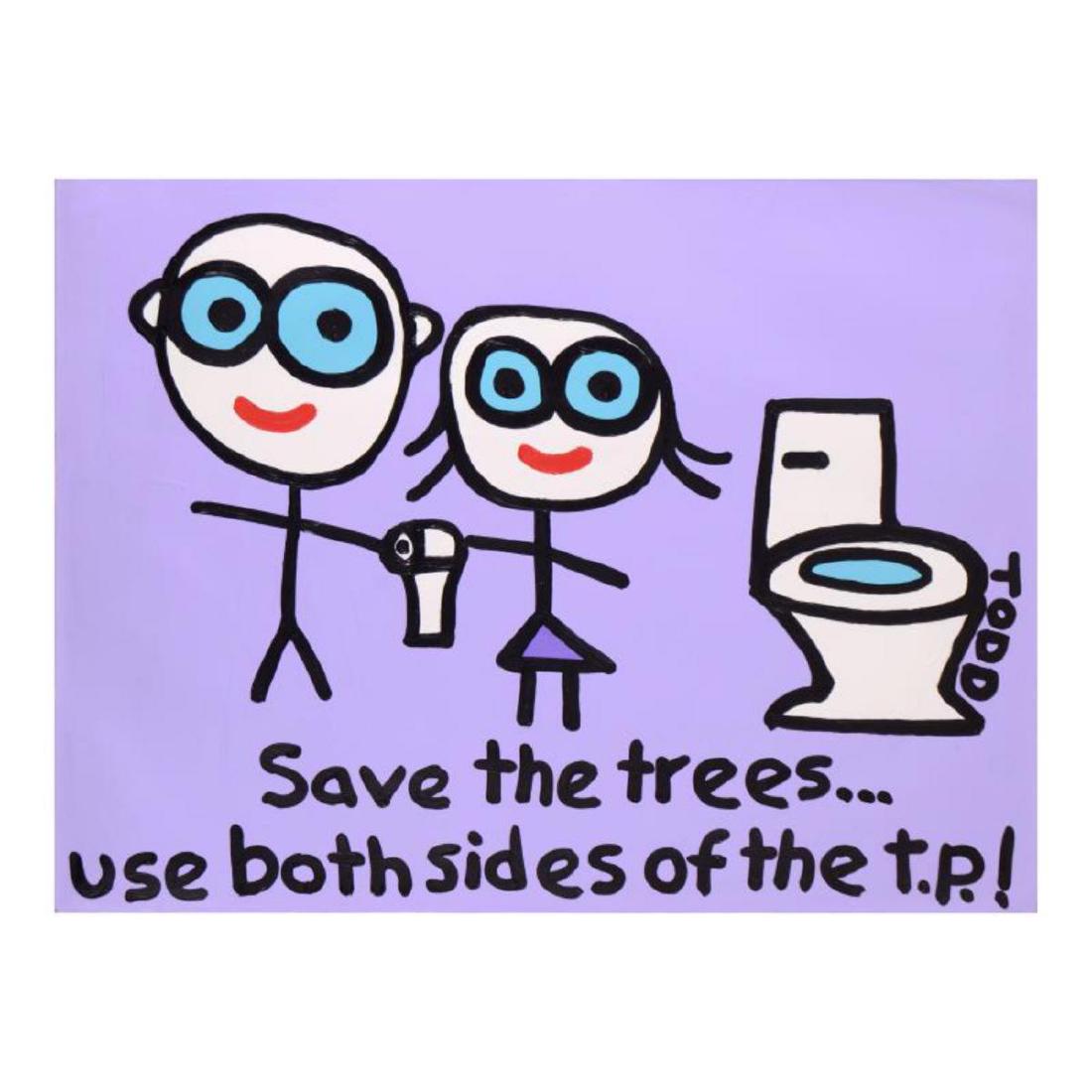 Todd Goldman - "Save the Trees" Original Acrylic: "Save the Trees" is an original acrylic painting on canvas by Todd Goldman, hand signed by the artist! Includes Certificate of Authenticity. Measures approx. 48" x 36" (image). ** Please note: there a