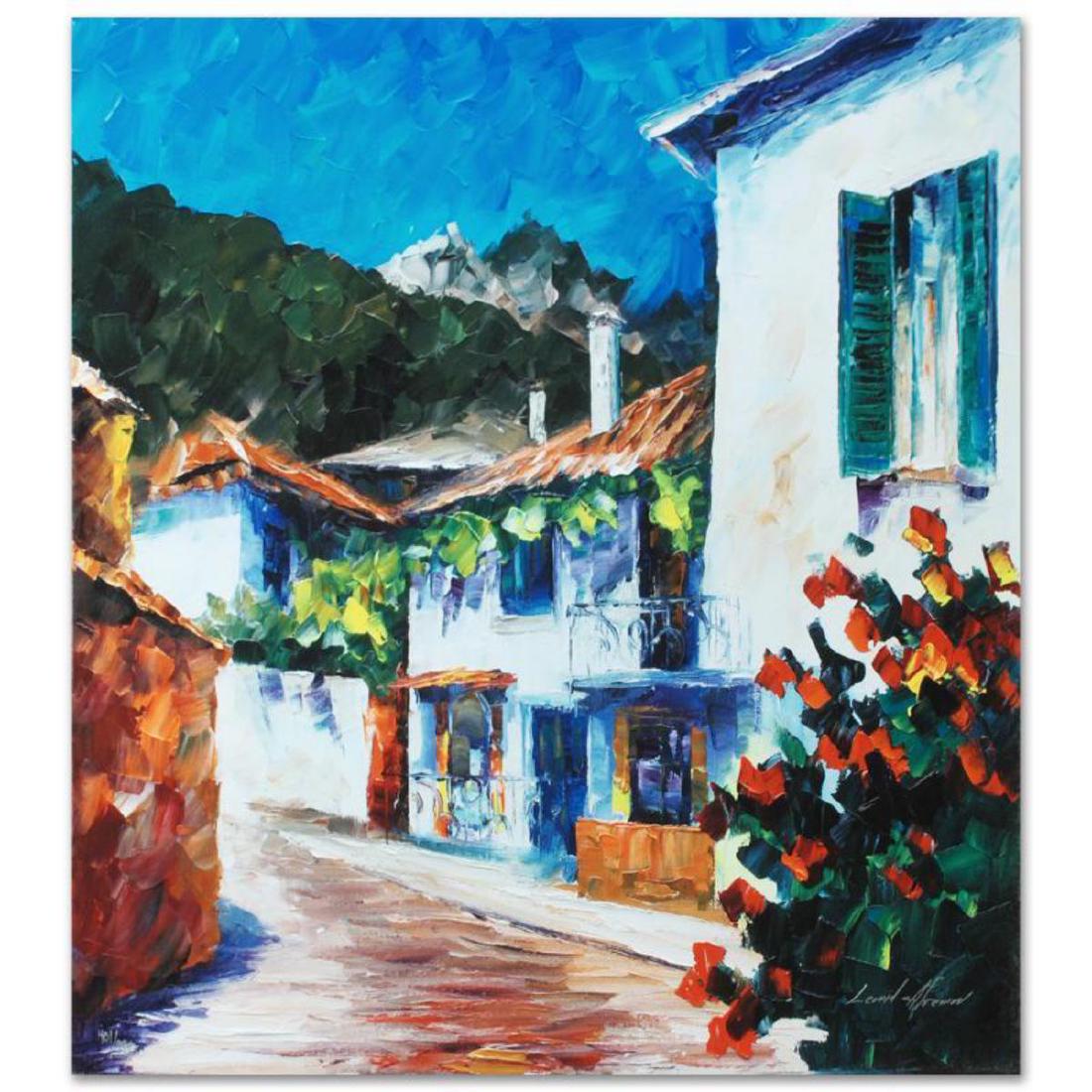 Leonid Afremov "The Villa" Limited Edition Giclee on: Leonid Afremov's masterful use of color and texture make his paintings unique collectibles that are sure to brighten any wall. "The Villa" is a limited edition giclee on canvas. The piece is numbered 