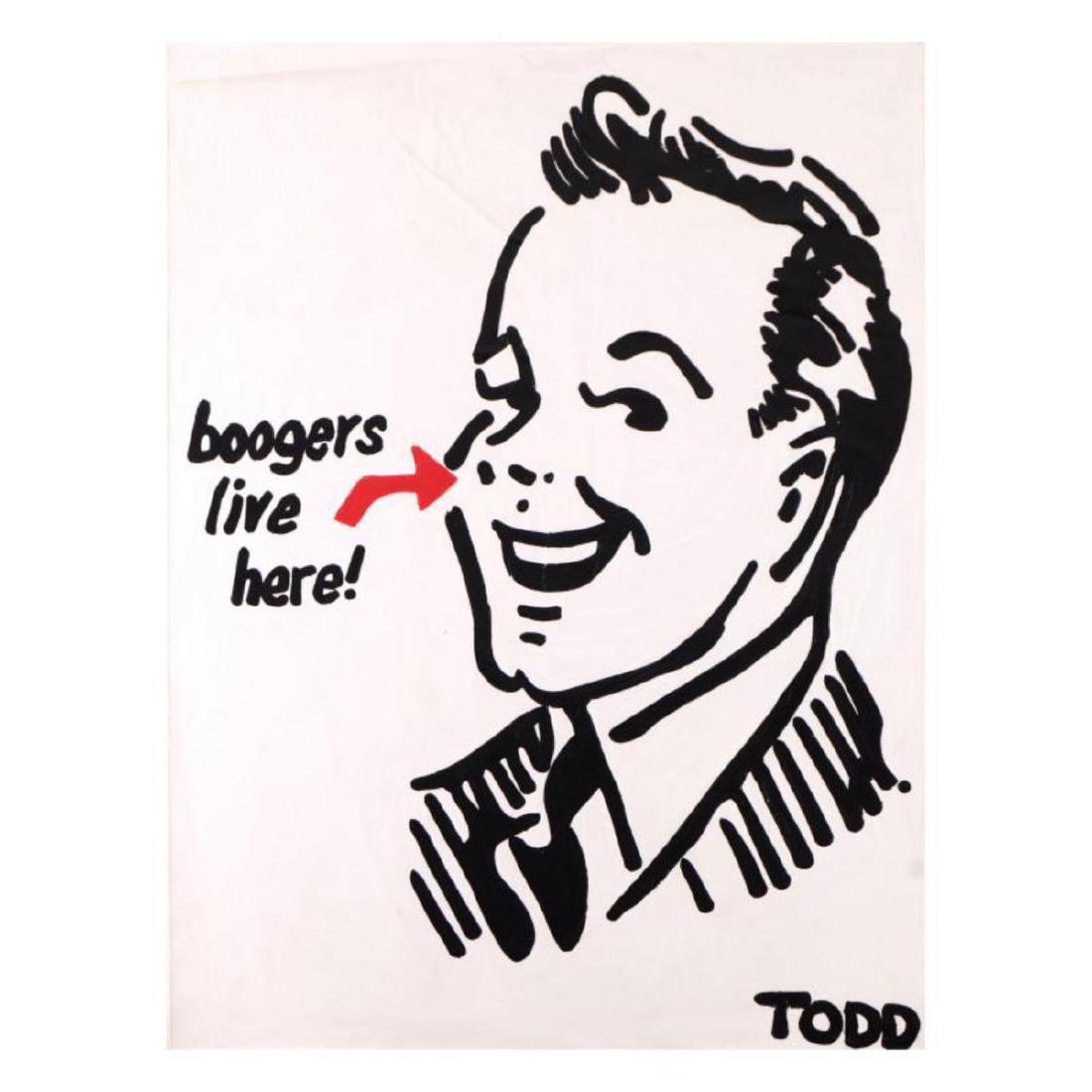 Todd Goldman, "Boogers Live Here" Original Acrylic (1 of 2)