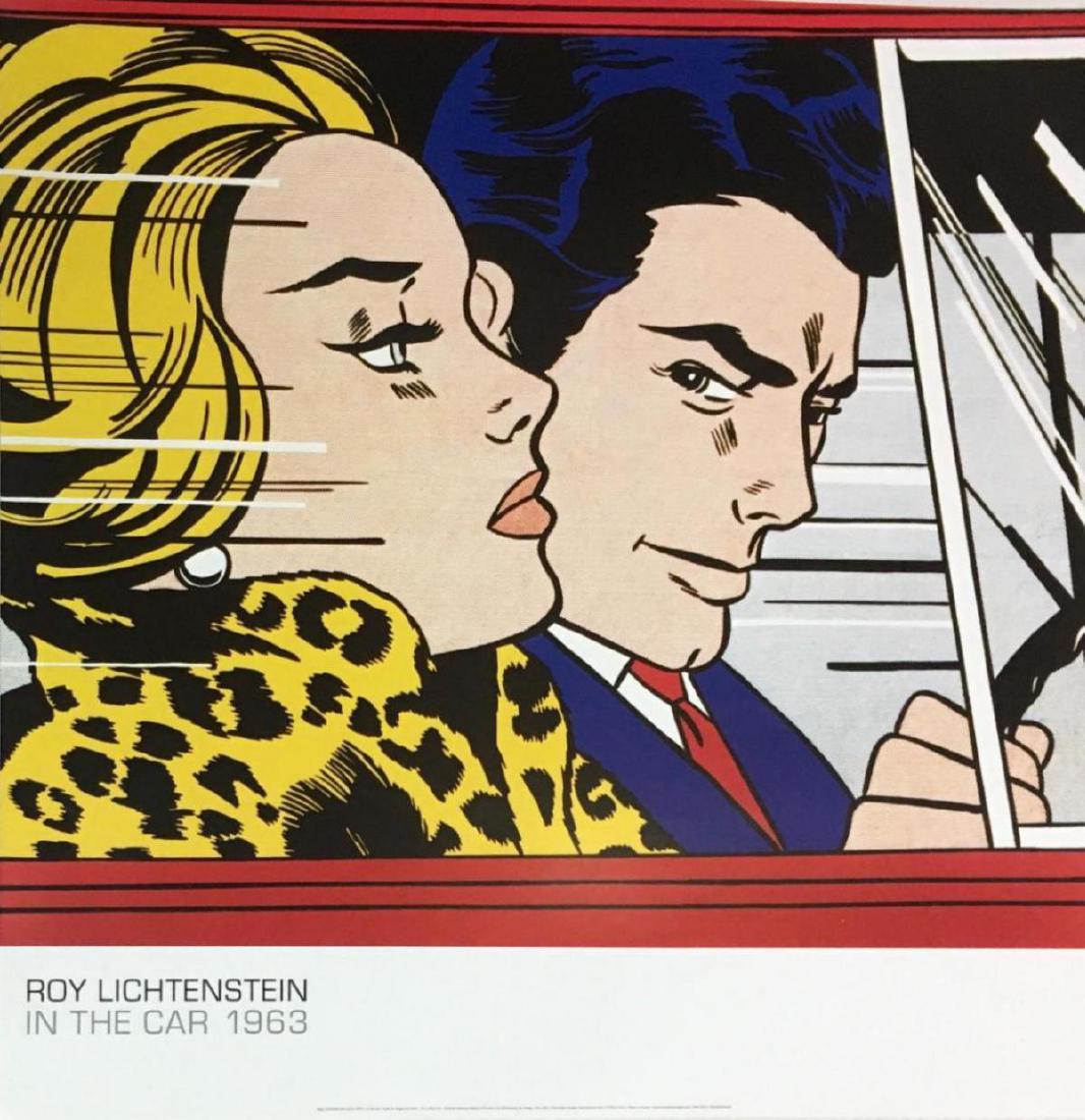 ROY LICHTENSTEIN "IN THE CAR" OFFSET LITHOGRAPH ON: ARTIST: ROY LICHTENSTEIN. TITLE: IN THE CAR. MEDIUM: OFFSET LITHOGRAPH. SIZE: 27.5" X 27.5" INCHES. YEAR: 1963