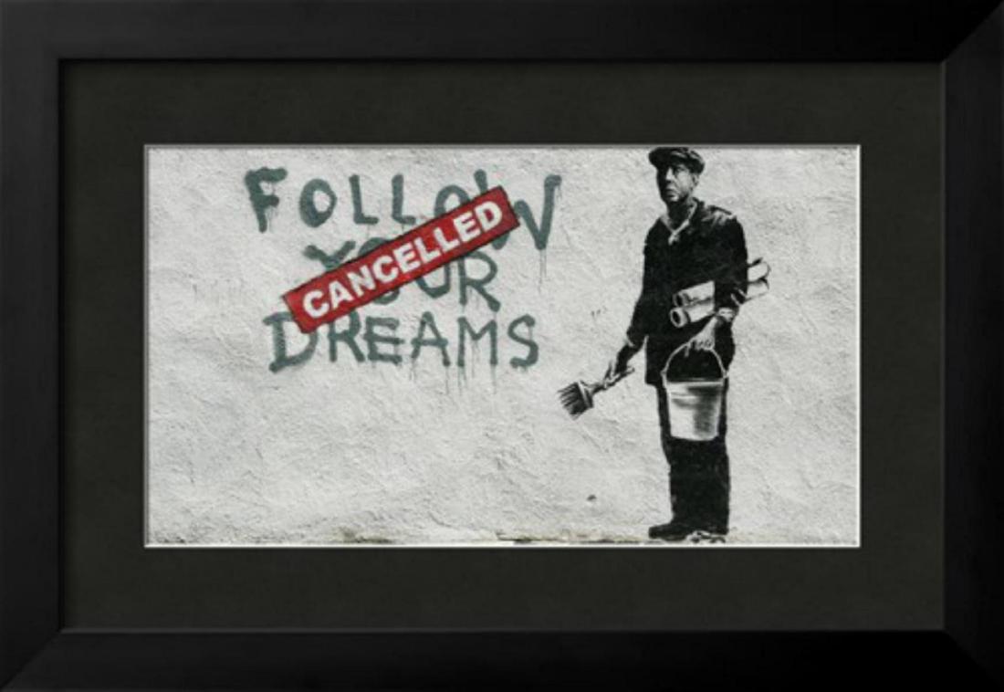 Banksy "Cancelled Dreams" Custom Framed Giclee on Paper (1 of 1)