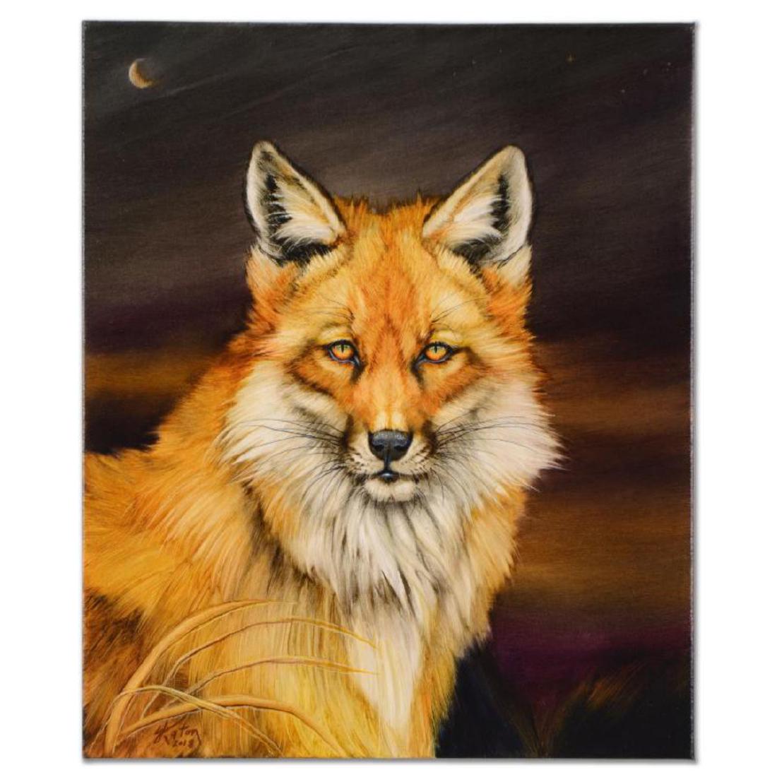Martin Katon, "Red Fox Moon" Original Oil Painting on: "Red Fox Moon" is an original oil painting on stretched canvas by Martin Katon, hand signed by the artist. Includes Certificate of Authenticity! Measures approx. 20" x 24" (image).