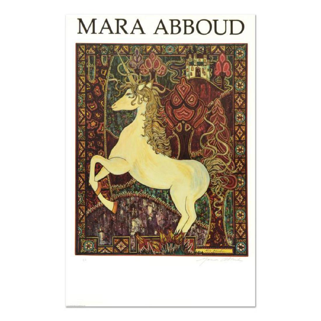 Mara Abboud, "Unicorn" Limited Edition Lithograph from: "Unicorn" is a limited edition lithograph on paper by Mara Abboud from an AP edition, hand signed by the artist. Includes Letter of Authenticity. Measures approx. 22" x 27.5" (border), 20" x 24.5" (im