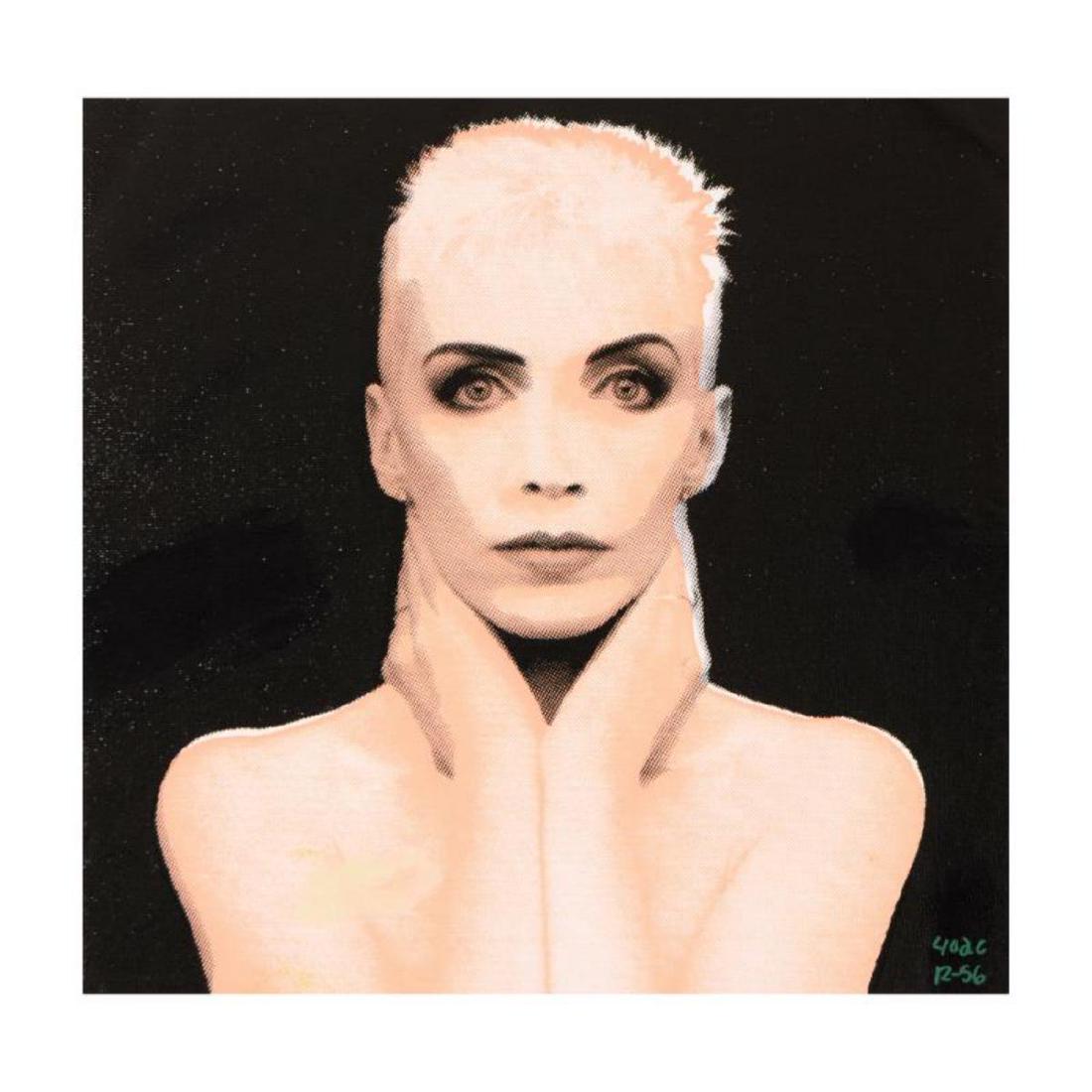 Ringo - (Protege of Andy Warhol's Apprentice - Steve: "Annie Lennox" is a one-of-a-kind hand-pulled silkscreen on canvas by Ringo - protege of Andy Warhol's apprentice, Steve Kaufman. This piece is hand signed by the artist and Includes Certificate of Au