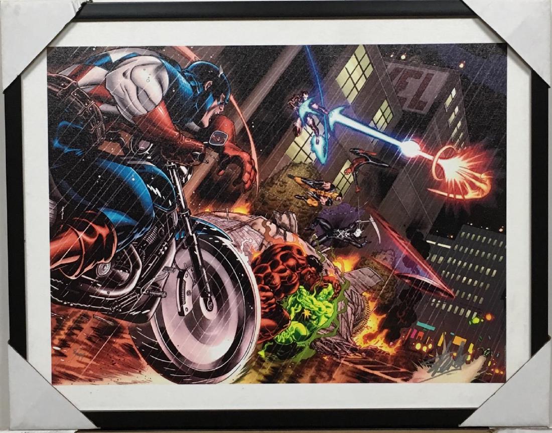 Stan Lee Hand Signed and Numbered Giclee on Canvas: HAND signed and numbered by Famed Stan Lee - certificate of auithenticicty is included. Size: 20x30 (Framed)