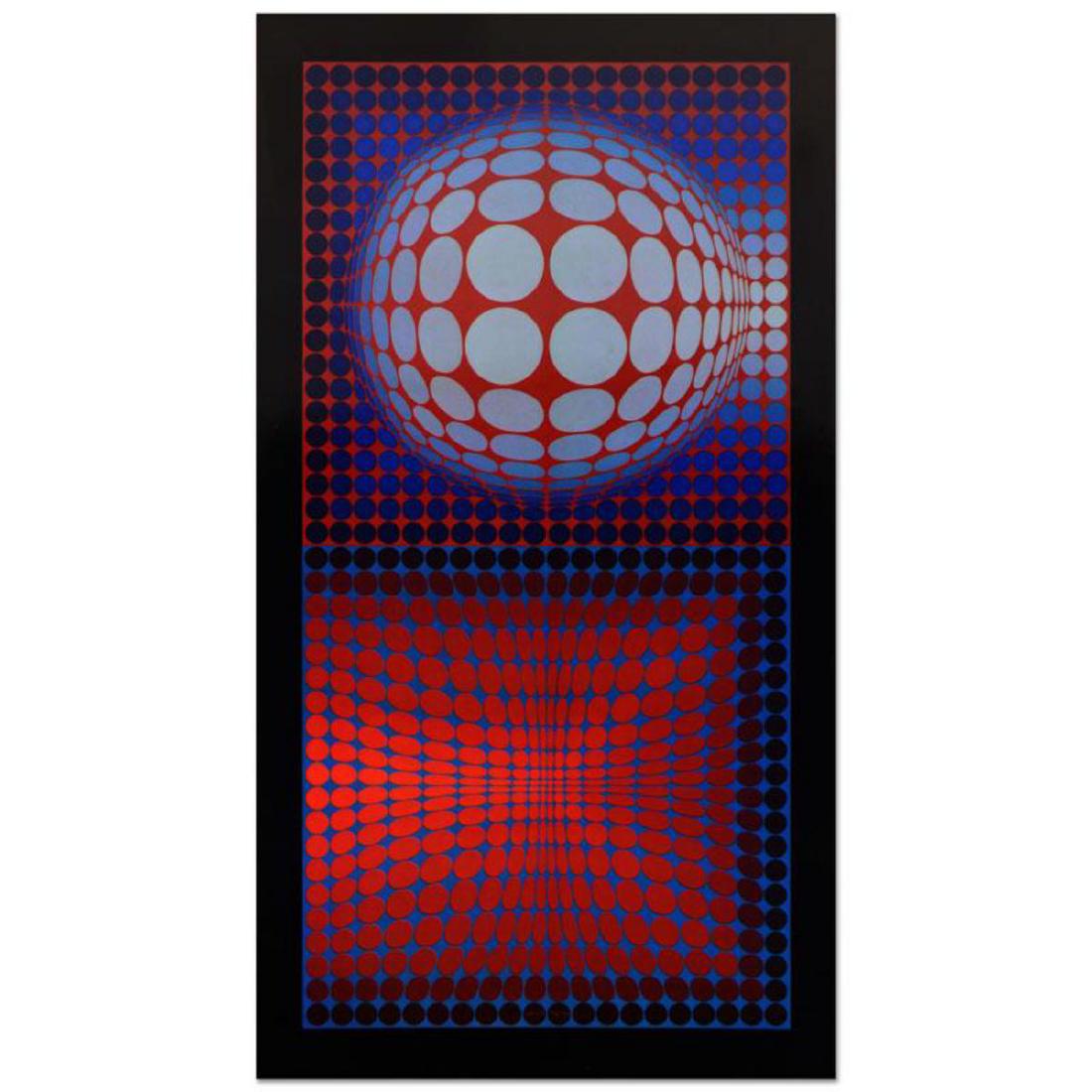 Victor Vasarely (1908-1997) - "VP Host" Heliogravure: "VP Host" is a heliogravure print on paper by Victor Vasarely (1908-1997). This piece is titled inverso. Measures approx. 16.5" x 31.5" (image). Reference #: 226240.
