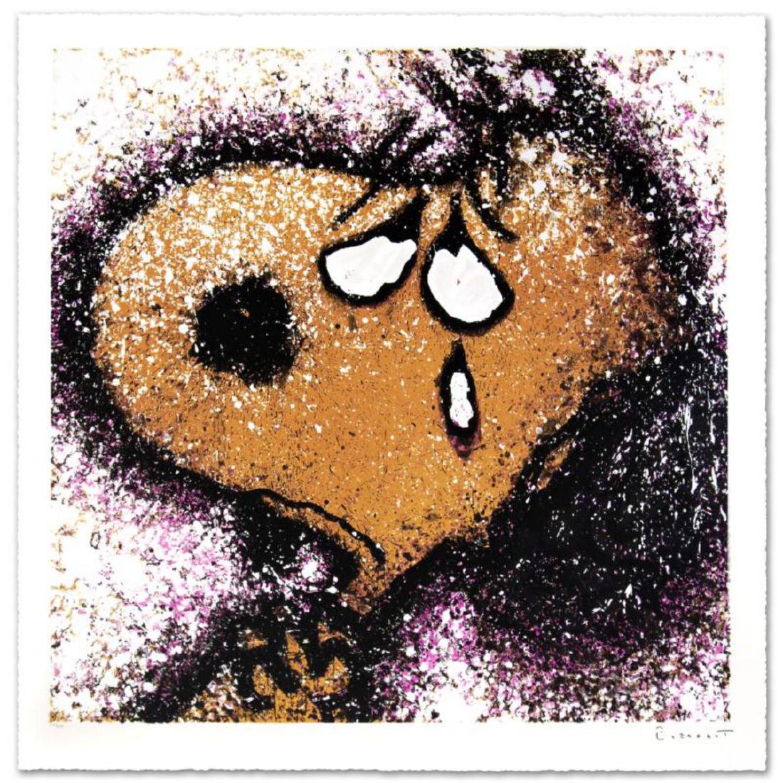 "The Tear" Limited Edition Hand Pulled Original: "The Tear" is a limited edition hand pulled original lithograph on museum quality deckle-edge paper, numbered and hand signed by Tom Everhart. This is one of the final Everhart editions to be created 