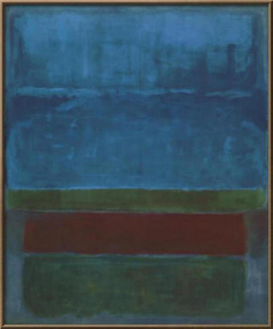 Mark Rothko "Untitled (Blue, Green, and Brown )" Custom: Artist: Mark Rothko. Medium: Offset Lithograph. Title: Untitled (Blue, Green, and Brown ). Frame Size: 33x27". Custom Framed.