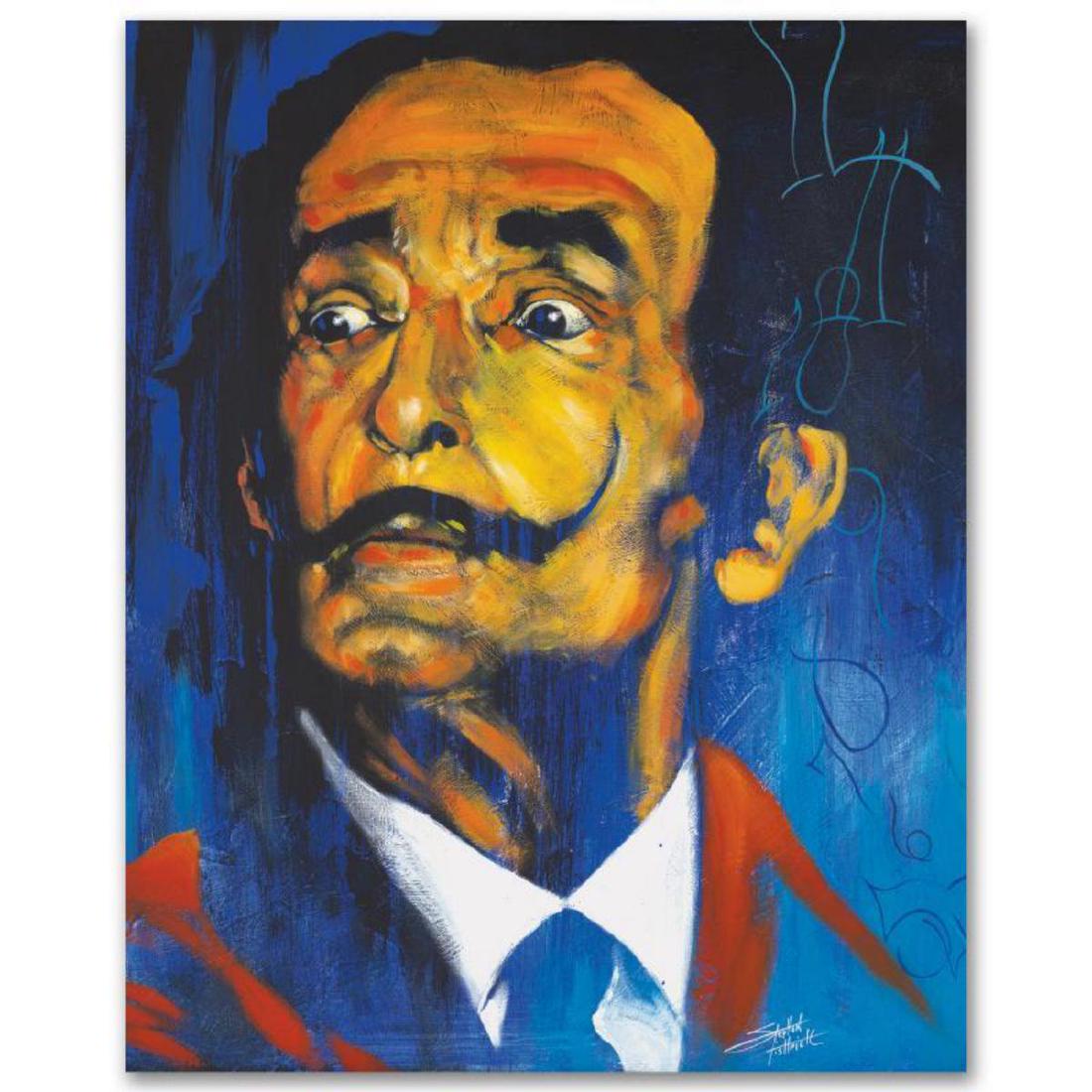 "Dali" Limited Edition Giclee on Canvas by Stephen: With bright colors and expressive lines, Stephen Fishwick puts a unique spin on pop culture portraits. "Dali" is a limited edition giclee on stretched canvas, numbered and bears the artist's authorize