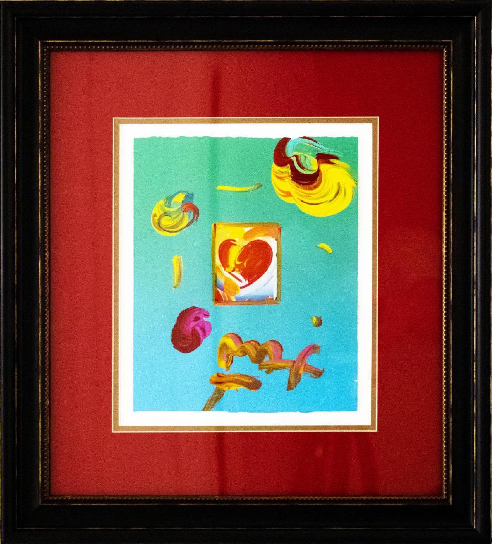Peter Max- Original Mixed Media "Heart Series 2007 Ver.: Artist: Peter Max. Medium: Original Mixed Media. Title: Heart Series 2007 Ver. I #219. Size (Unframed): 11" x 8.5". Size (Framed): 21.5" x 19.5". Certificate of Authenticity: From Max Studios. Additio