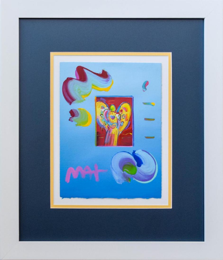 Peter Max- Original Mixed Media: Artist: Peter Max. Medium: Original Mixed Media. Size (Unframed): 11" x 8.5". Size (Framed): 21.5" x 18.5". Certificate of Authenticity: Is included. Additional: Only one of a kind. Custom framed. . R