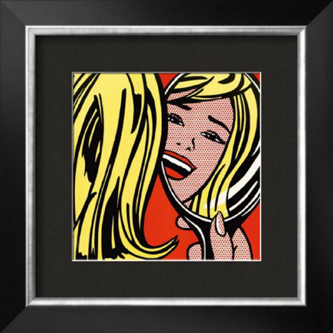 Roy Lichtenstein "Girl in Mirror, c.1963" Custom Framed: Artist: Roy Lichtenstein. Medium: Offset Lithograph. Title: Girl in Mirror, c.1963. Image Size: 12x12". Frame Size: 21x21". Custom Framed.