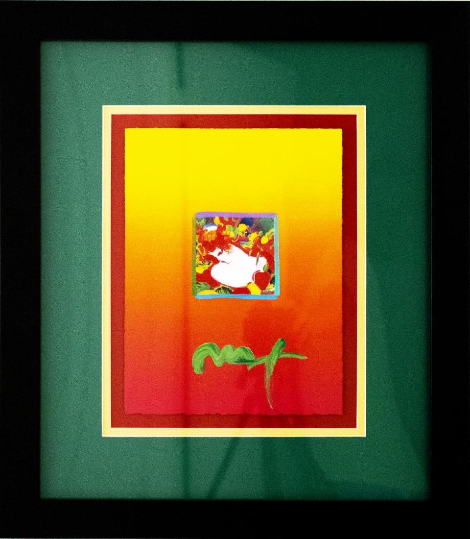 Peter Max- Original Mixed Media "Flower Blossom Lady: Artist: Peter Max. Medium: Original Mixed Media. Title: Flower Blossom Lady 2010 Ver. I #7. Size (Unframed): 11" x 8.5". Size (Framed): 21" x 18". Certificate of Authenticity: From Max Studios. Additi