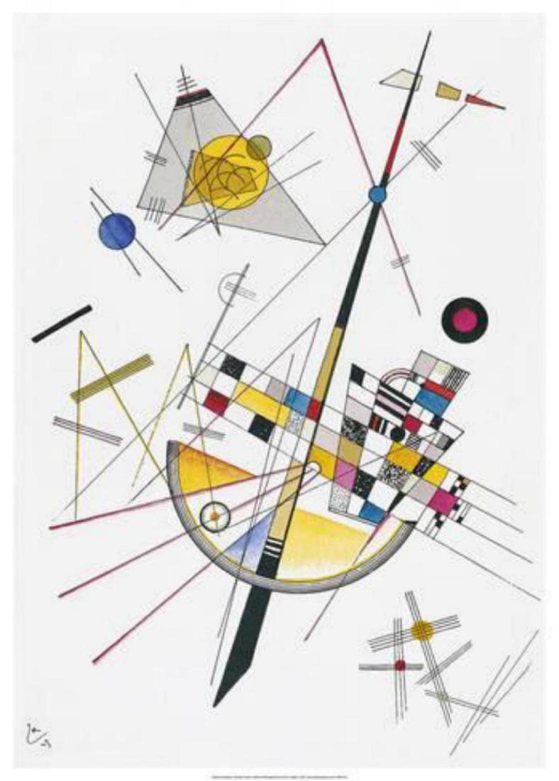 Wassily Kandinsky "Delicate Tension (1923) " Offset: Artist: Wassily Kandinsky. Title: "Delicate Tension (1923) ". Medium: Offset Lithograph. Size: 19.5 x 27.5 in. Unframed.