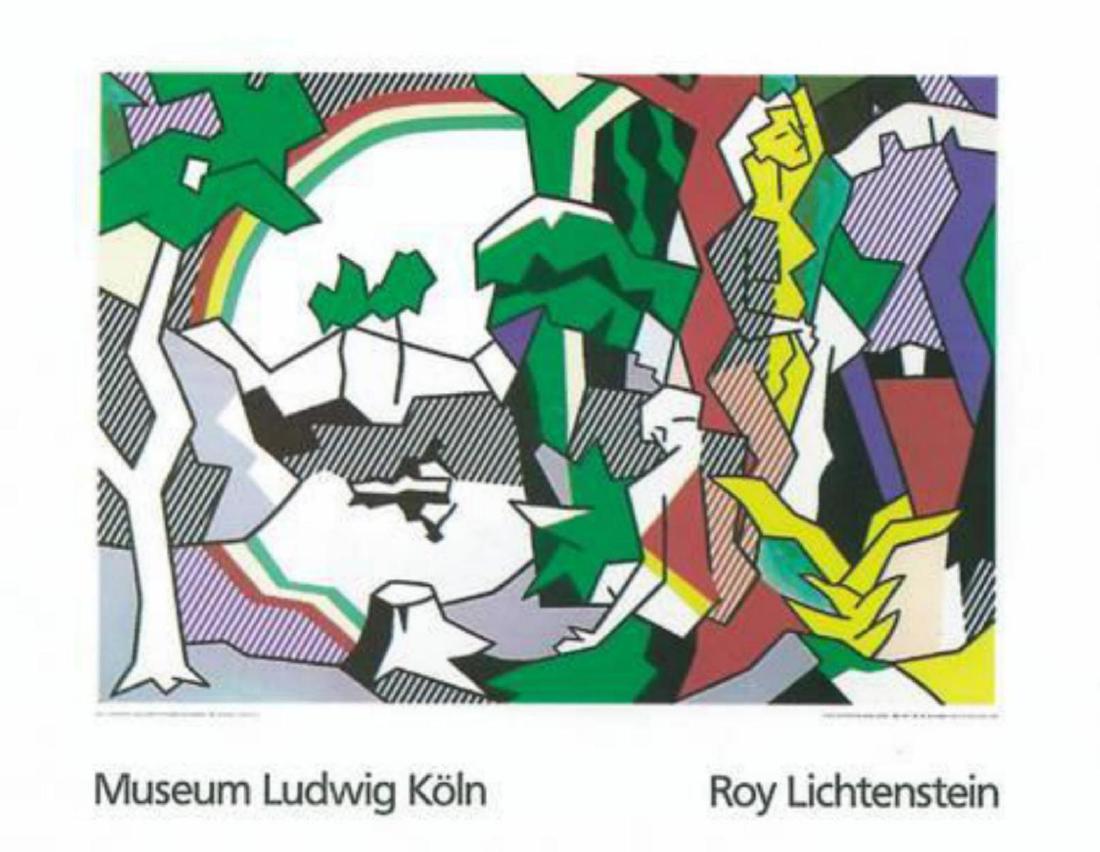 Roy Lichtenstein "Landscape with Figures" Serigraph: Artist: Roy Lichtenstein. Medium: Serigraph. Title: Landscape with Figures. Size: 35.5 x 27.5 in. Not Framed. Screenprint. Edition of 5000. Published by Museum Ludwig Koln, Dusseldorf, Germany. Publis