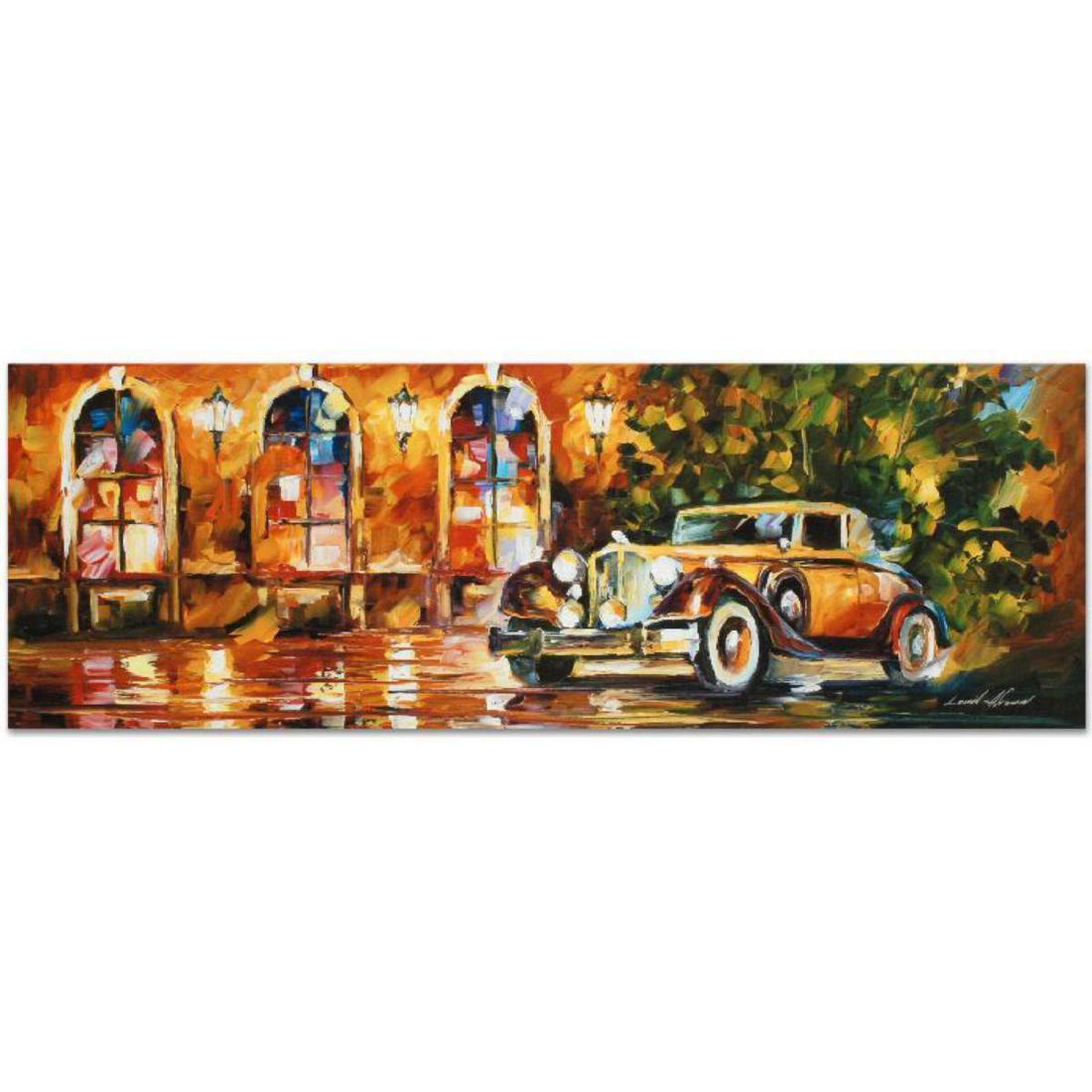 Leonid Afremov "1934 Packard" Limited Edition Giclee on: Leonid Afremov's masterful use of color and texture make his paintings unique collectibles that are sure to brighten any wall. "1934 Packard" is a limited edition giclee on canvas. The piece is number