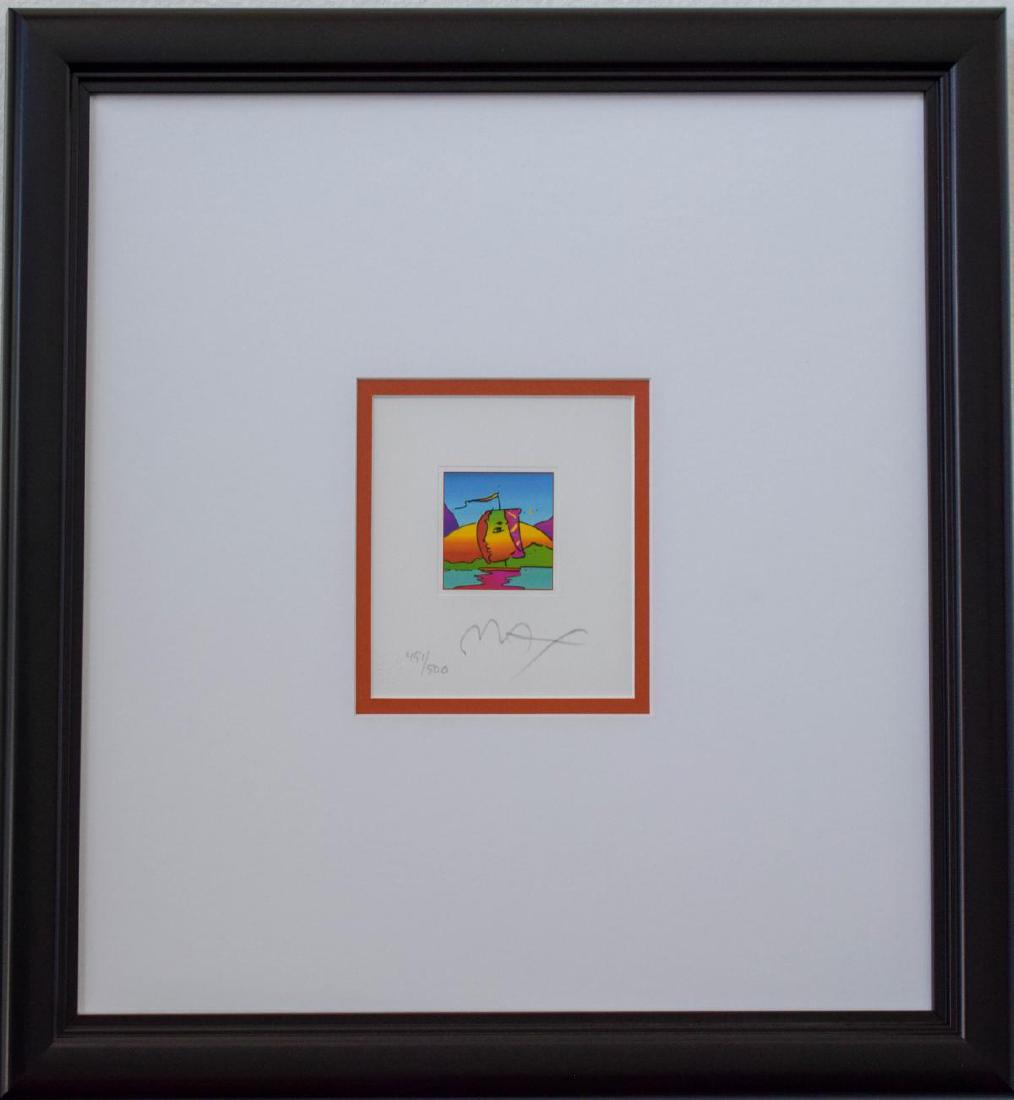Peter Max- Original Lithograph "Heart Series I": Artist: Peter Max. Medium: Original Lithograph. Title: Heart Series I. Size (Unframed): 2" x 2". Size (Framed): 17" x 16". Certificate of Authenticity: Is included. Additional: Custom framed. Referenc