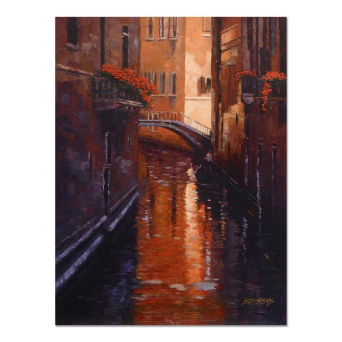 Howard Behrens (1933-2014) - "Evening Shadows (Venice)": "Evening Shadows (Venice)" is a limited edition texturized giclee on board by Howard Behrens (1933-2014), numbered and bears the artist's official signature. A texturized giclee is a proprietary mediu