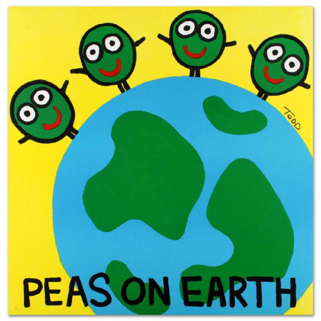 "Peas on Earth" Limited Edition Lithograph by Todd: Pop artist Todd Goldman is known all across the globe for his whip-smart and wickedly funny puns and pictures! "Peas on Earth" is a limited edition lithograph on paper, numbered and hand signed by Tod