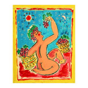 Wayne Ensrud "Bacchus" Mixed Media Original Artwork;: "Bacchus" is an original Mixed Media on Board by Wayne Ensrud. The piece is hand signed by the artist and comes with a Certificate of Authenticity. Measures approximately 20" x 16". Reference #: 23247