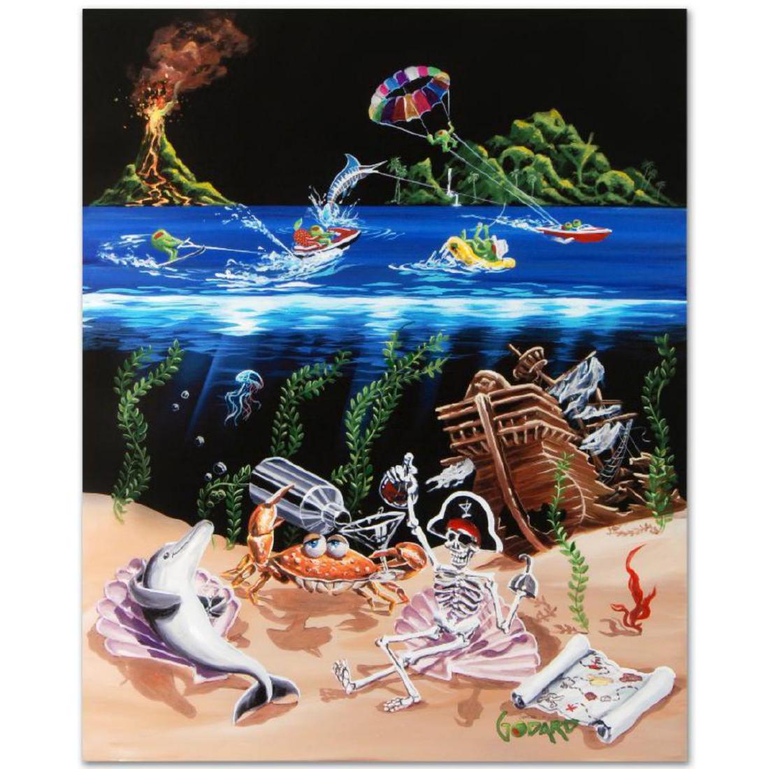 "Sand Bar 2" Mural Limited Edition Hand-Embellished: With unforgettable characters and undeniable charm, Michael Godard creates artworks that are sure to be the centerpiece of any room! "Sand Bar 2" is a limited edition, heavily hand-embellished giclee
