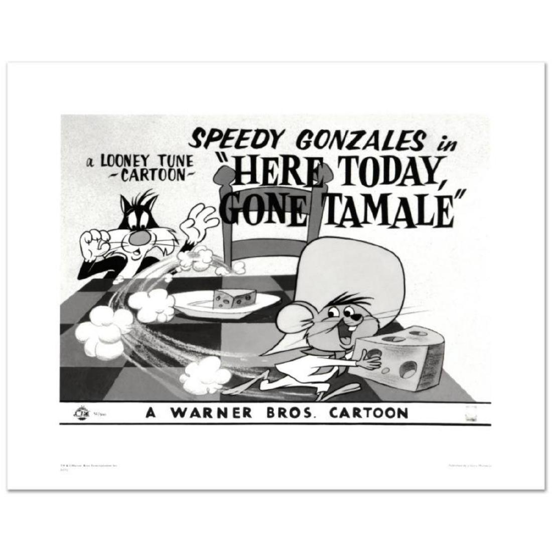 "Here Today, Gone Tamale" Limited Edition Giclee from: "Here Today, Gone Tamale" is a limited edition giclee on paper from Warner Bros., numbered with hologram seal of Authenticity. This image was originally used as a "lobby card" displayed in theater lob