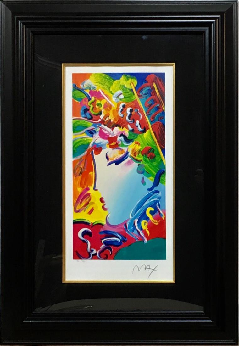 PETER MAX Custom Framed Serigraph BLUSHING BEAUTY: Artist: PETER MAX. Medium: Serigraph. Size Framed: 23 x 33"