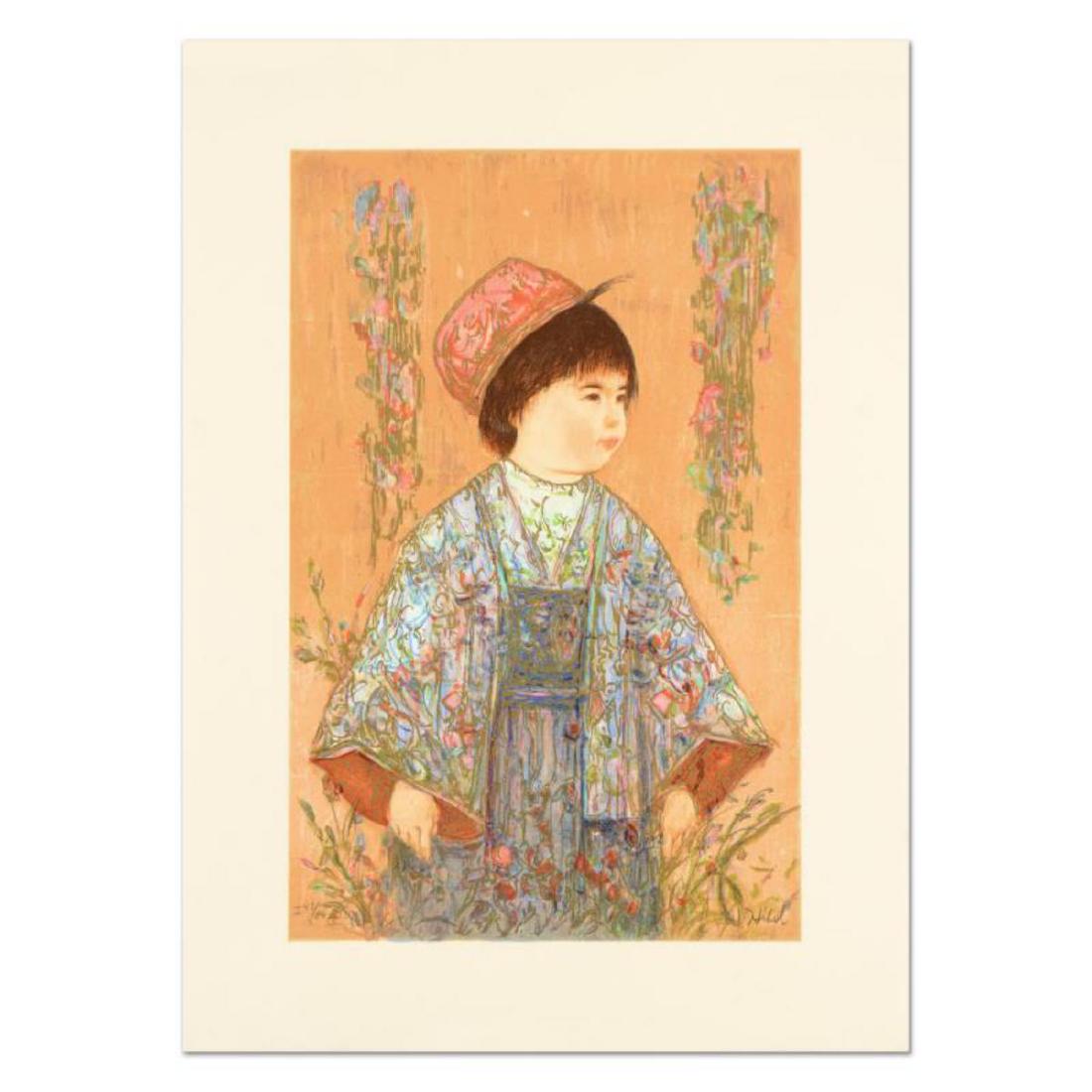 Edna Hibel (1917-2014), "Festival Day" Limited Edition: "Festival Day" is a limited edition lithograph on paper by Edna Hibel (1917-2014), numbered and hand signed by the artist. Includes Certificate of Authenticity. Measures approx. 14.5" x 20" (border), 