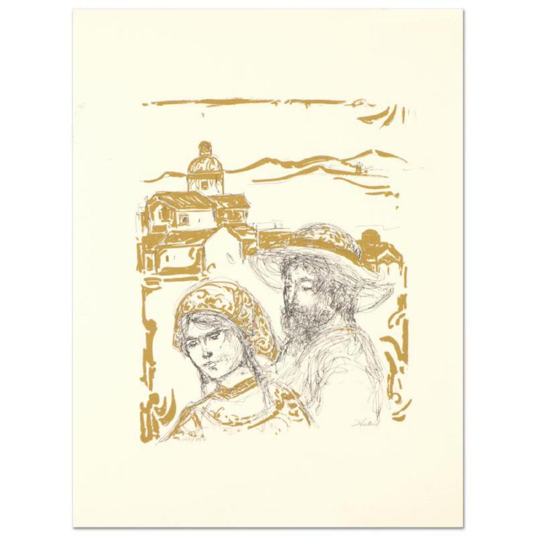 Edna Hibel (1917-2014), "Village People" Limited: "Village People" is a limited edition lithograph on rice paper by Edna Hibel (1917-2014), numbered and hand signed by the artist. Includes Certificate of Authenticity. Measures approx. 13" x 20" (bord
