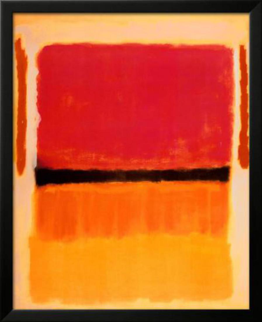 Mark Rothko "Untitled (Violet, Black, Orange, Yellow on: Artist: Mark Rothko. Medium: Offset Lithograph. Title: Untitled (Violet, Black, Orange, Yellow on White and Red). Custom Framed. Size: 26 x 32 inch.