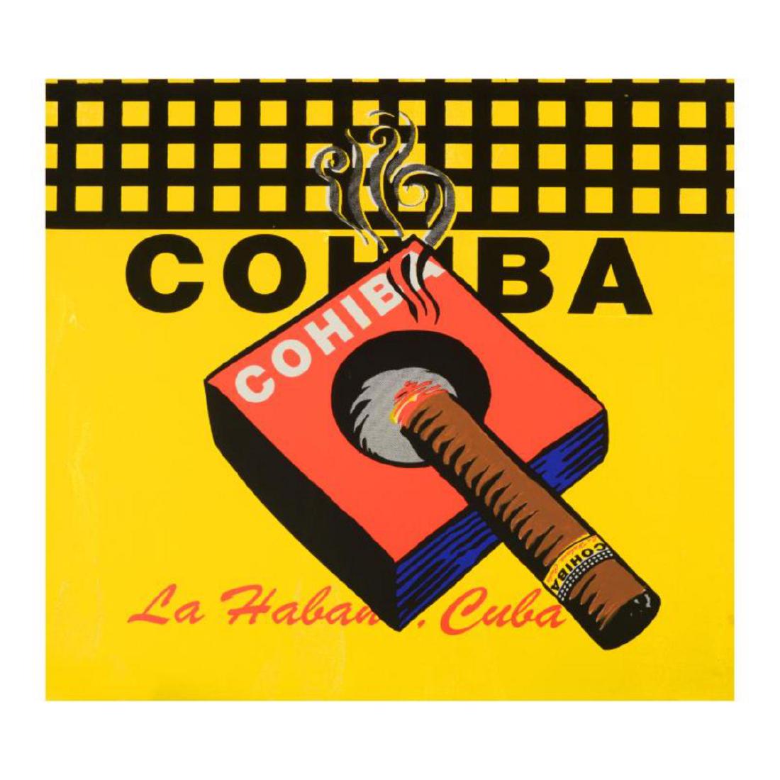 Steve Kaufman (1960-2010), "Cohiba" Limited Edition: "Cohiba" is a limited edition silkscreen on canvas from an HC edition by Andy Warhol protege Steve Kaufman (1960-2010). This piece is hand signed inverso. Includes Certificate of Authenticity. Measure