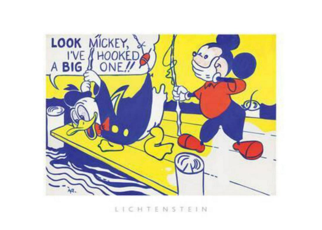 Roy Lichtenstein "Look Mickey" Offset Lithograph: Artist: Roy Lichtenstein. Medium: Offset Lithograph. Title: Look Mickey. Image Size: 27x20". Not Framed.