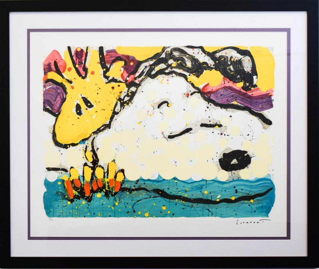 Tom Everhart- Lithograph "Bora Bora Boogie Bored": Artist: Tom Everhart. Medium: Lithograph. Title: Bora Bora Boogie Bored. Size (Unframed): 28" x 34". Size (Framed): 36" x 43". Certificate of Authenticity: From the publisher. Additional: Custom Frame