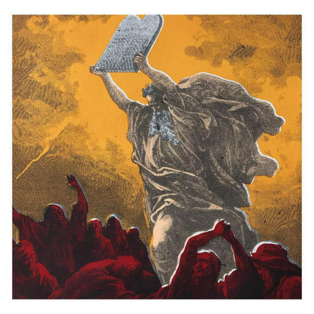 Steve Kaufman (1960-2010) "Moses, State Two" One of a: "Moses, State Two" is a one of a kind, hand painted, silkscreen on canvas by Andy Warhol protege Steve Kaufman (1960-2010). The piece is numbered and hand signed by the artist and accompanied by a Cer