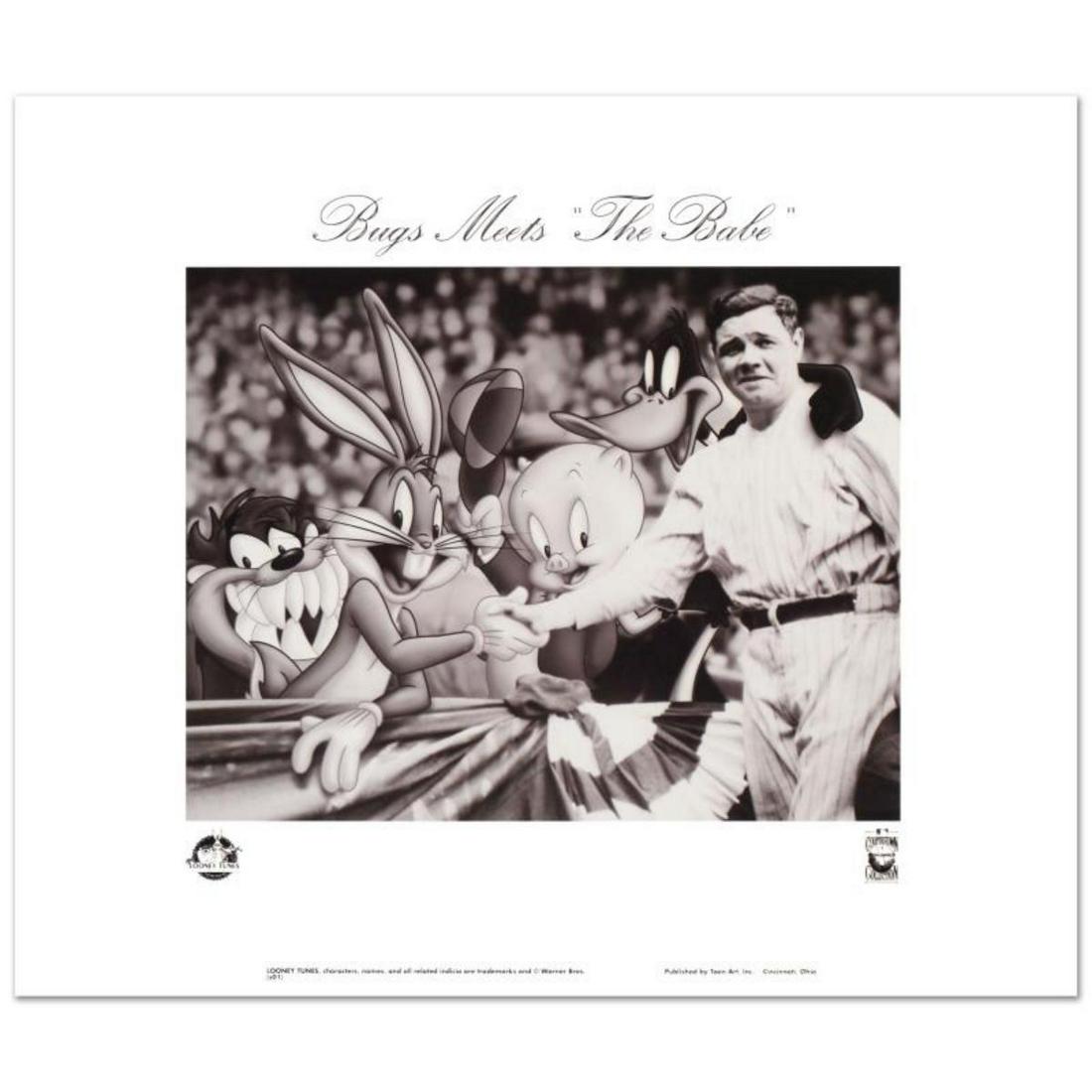 "Bugs Meets The Babe" is a Collectible Lithograph from: "Bugs Meets The Babe" is a collectible lithograph on paper from Warner Bros., bearing the official seal of authentication from Warner Bros.! Also, includes Certificate of Authenticity! Measures approx