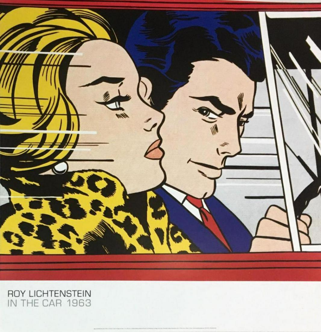 ROY LICHTENSTEIN "IN THE CAR" OFFSET LITHOGRAPH ON: ARTIST: ROY LICHTENSTEIN. TITLE: IN THE CAR. MEDIUM: OFFSET LITHOGRAPH. SIZE: 27.5" X 27.5" INCHES. YEAR: 1963