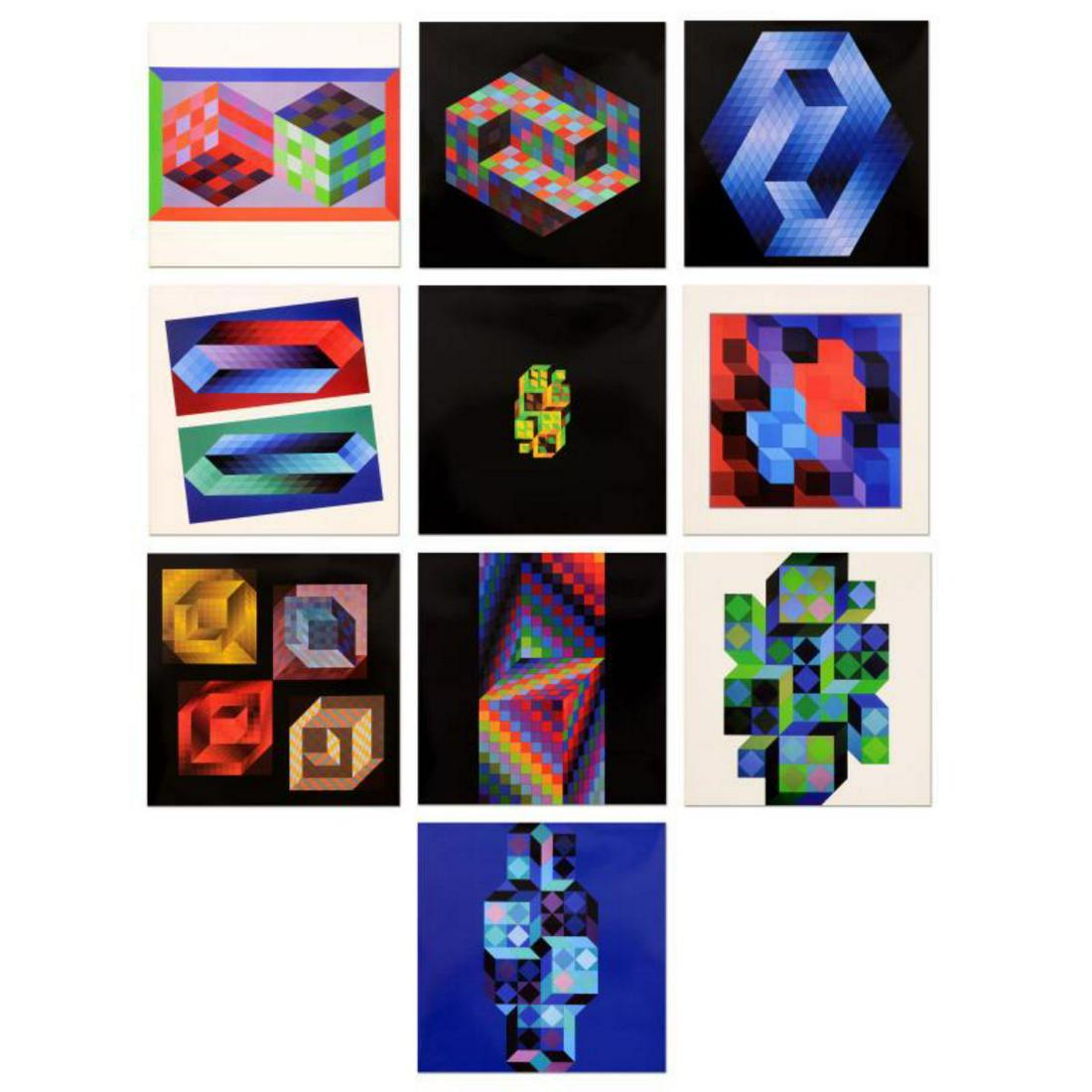 Victor Vasarely (1908-1997) - "Hommage Al'hexagone: "Hommage Al'hexagone Portfolio" includes 10 heliogravure prints on paper from the Editions du Griffon (1971) by Victor Vasarely (1908-1997). Each piece is titled and dated inverso. Each Piece measures