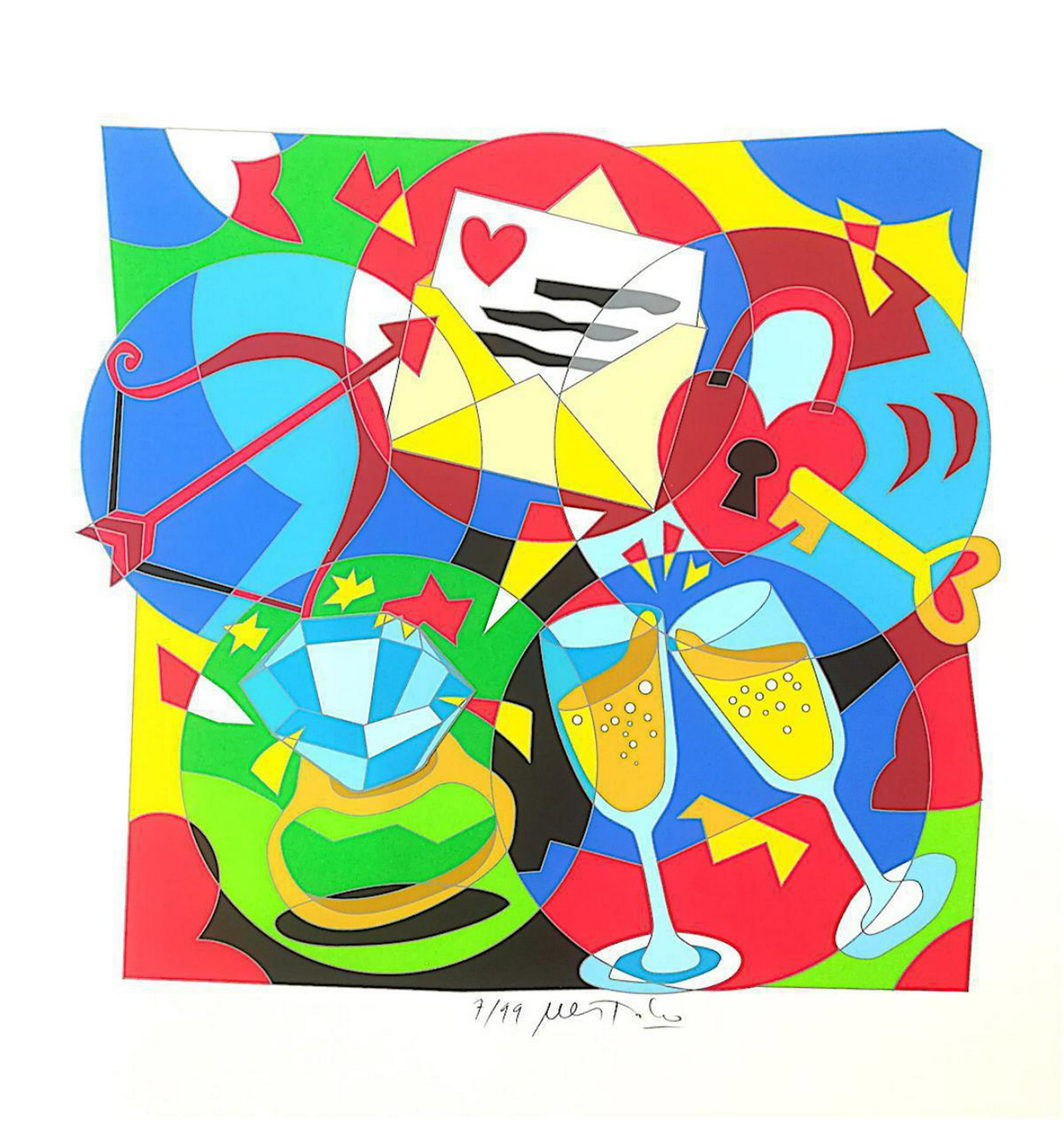 Ugo Nespolo "LE ORE SERENE" Original Serigraph: Artist: Ugo Nespolo. Medium: Original Serigraph. Title: LE ORE SERENE. Size: 50x50cm. Hand Signed and Numbered. Ugo Nespolo (born 29 August 1941 in Mosso, Biella) is an Italian painter and sculptor, p