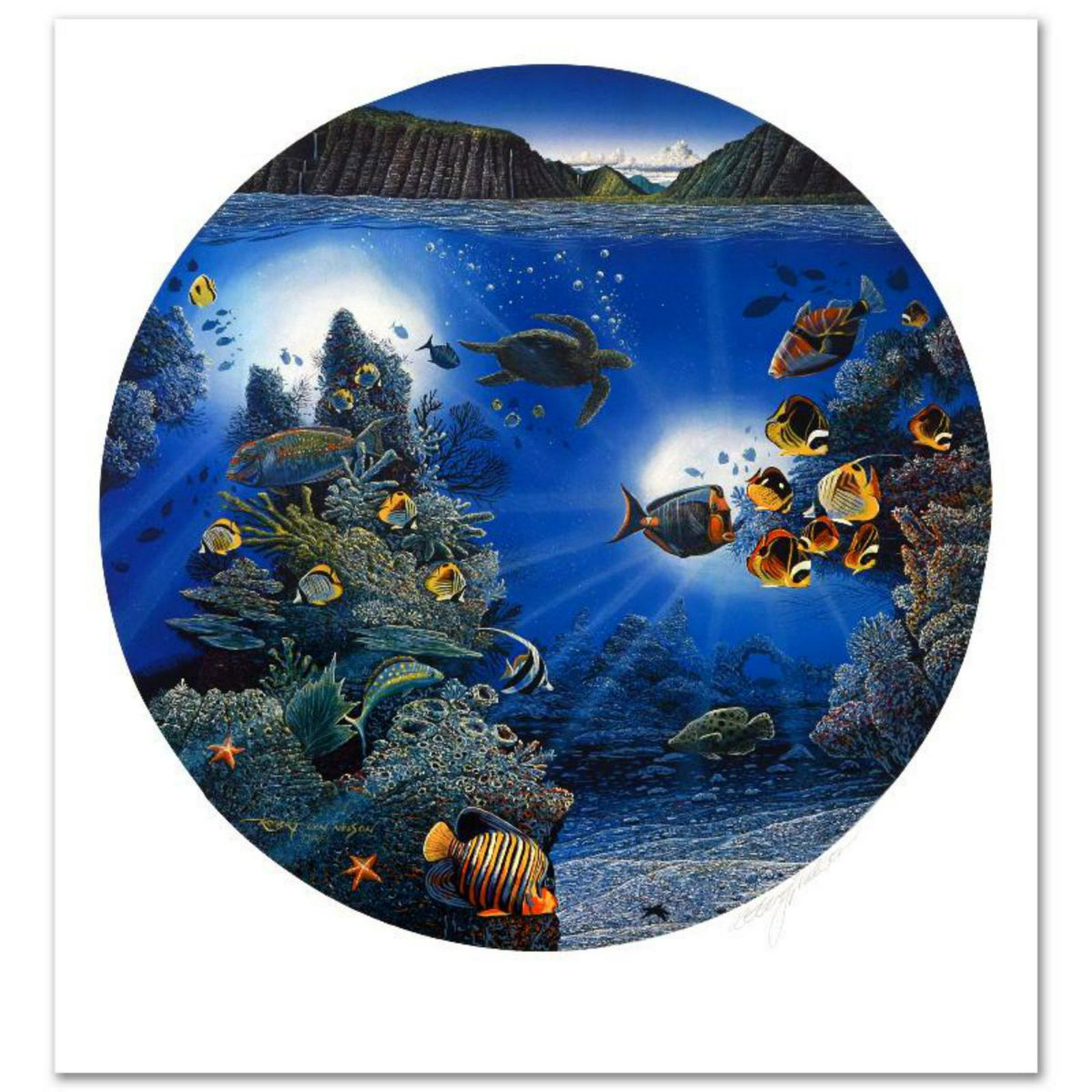 "Serenity of Waipi'o" Limited Edition Mixed Media by: Captivating audiences worldwide, Nelson dazzles all with his incredible use of color and depth. "Serenity of Waipi'o" is a limited edition mixed media on paper, numbered and hand signed by the artist!