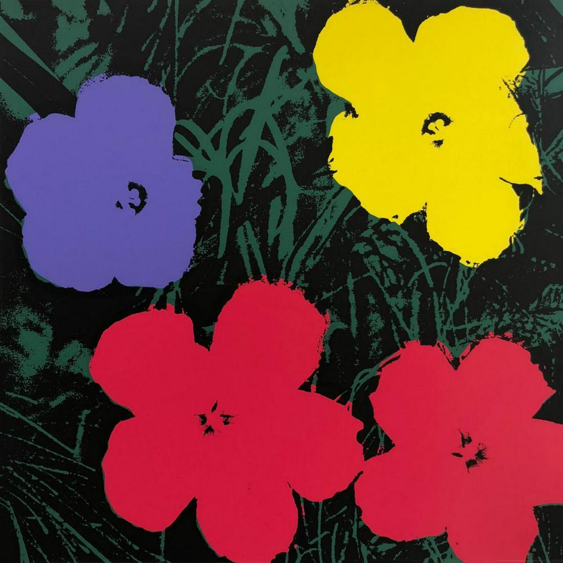 Andy Warhol- Silk Screen "Flowers 11.73": Artist: Andy Warhol. Medium: Silk Screen. Title: Flowers 11.73. Size (Unframed): 35.5" x 35.5". Additional: The piece is stamped in blue on the back with "Published by Sunday B. Morning" and "fill in 
